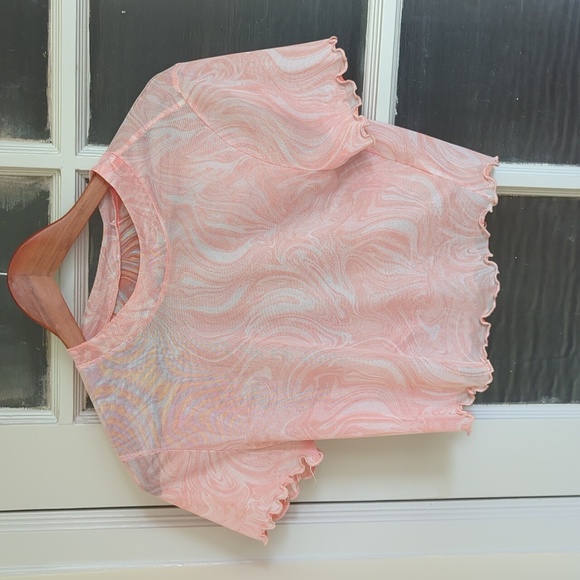 Tops - Sheer Pattern Crop Top